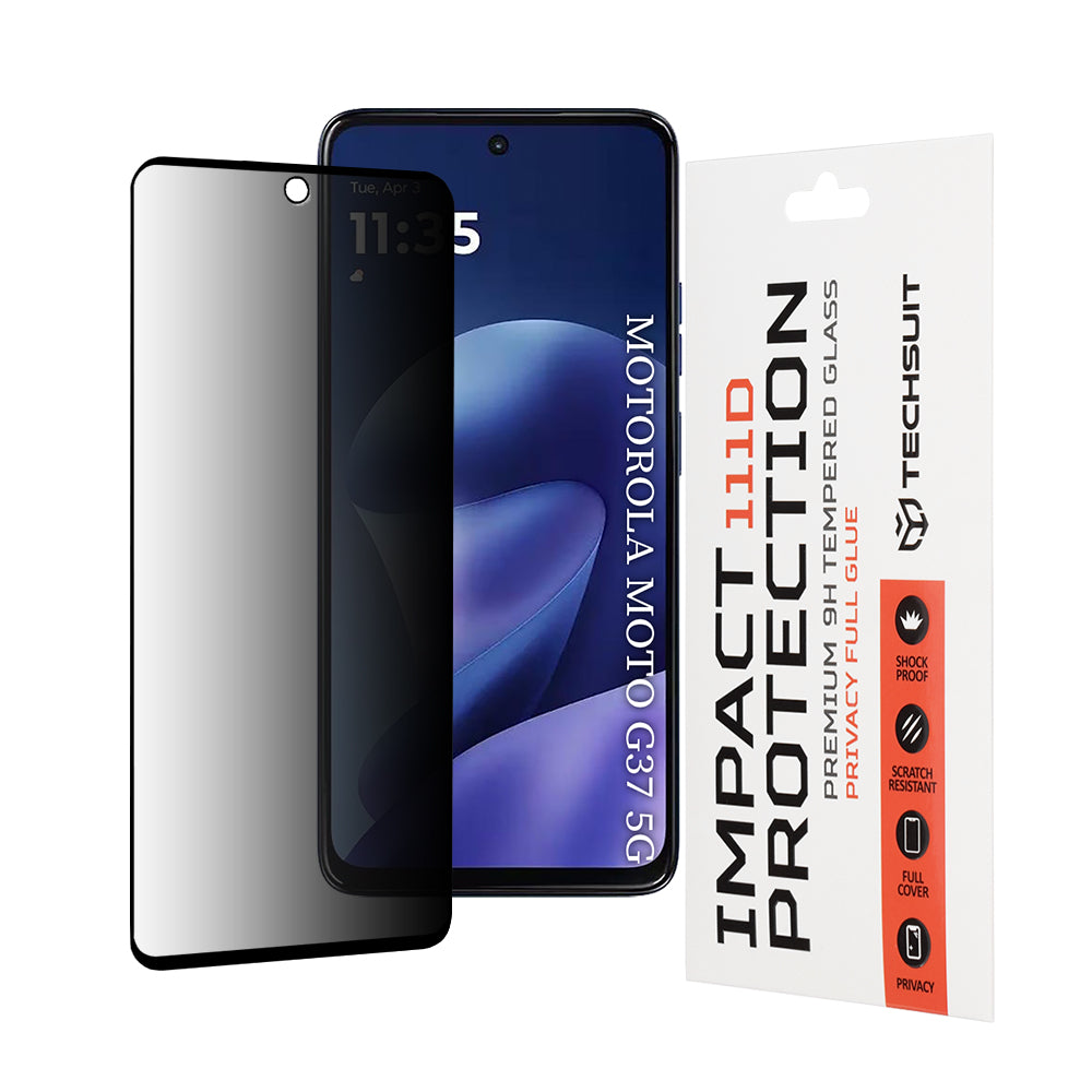 Zaštitna folija za ekran Privacy Techsuit za Motorola Moto G47 / G37 Power / G37, Kaljeno staklo, Full Glue, 111D