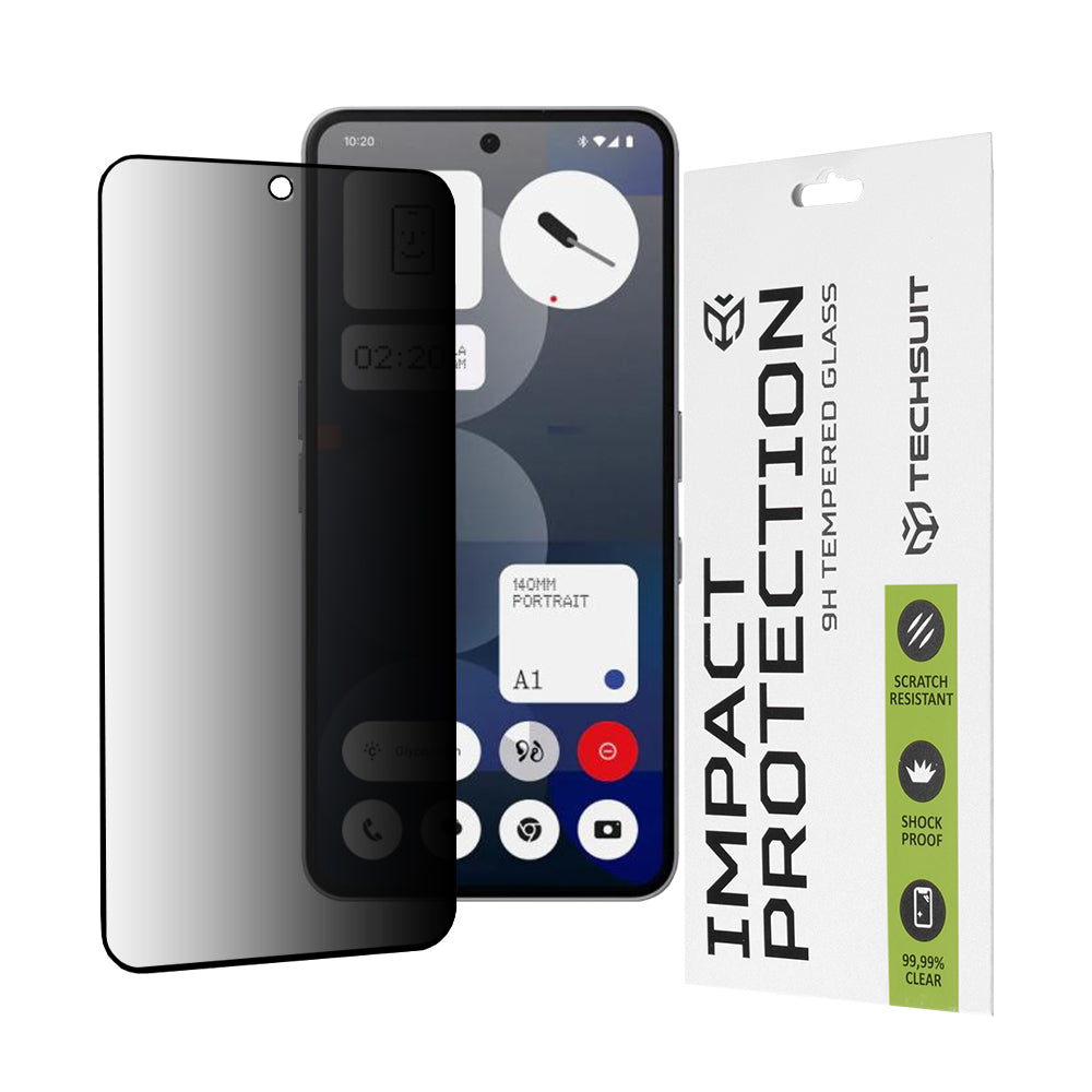 Zaštitna folija za ekran Privacy Techsuit za Nothing Phone (3a) / Phone (3a) Pro, Kaljeno staklo, Full Glue, 111D