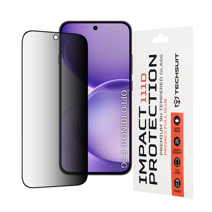 Zaštitna folija za ekran Privacy Techsuit za Oppo Reno16 F / Reno16 FS, Kaljeno staklo, Full Glue, 111D