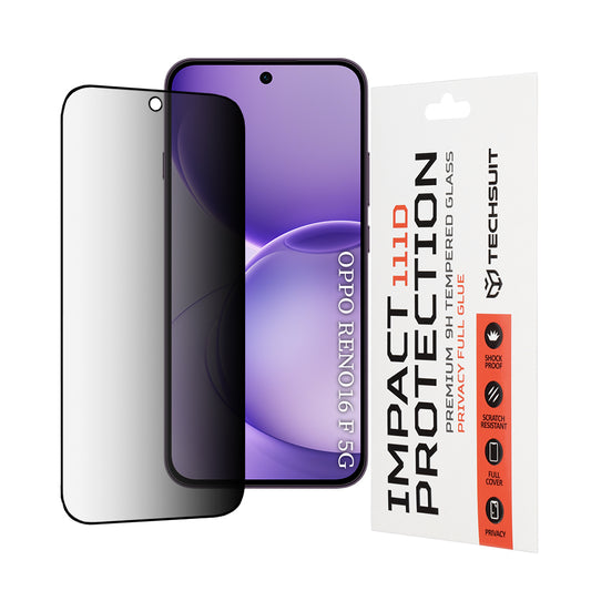 Zaštitna folija za ekran Privacy Techsuit za Oppo Reno16 F / Reno16 FS, Kaljeno staklo, Full Glue, 111D