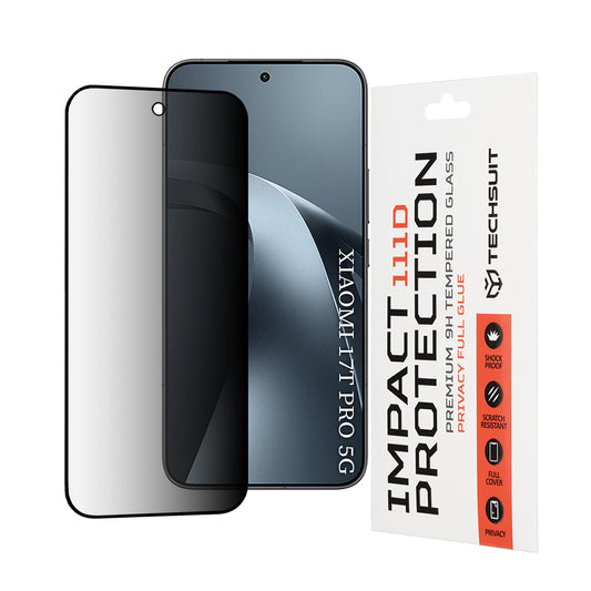 Zaštitna folija za ekran Privacy Techsuit za Xiaomi 17T Pro, Kaljeno staklo, Full Glue, 111D