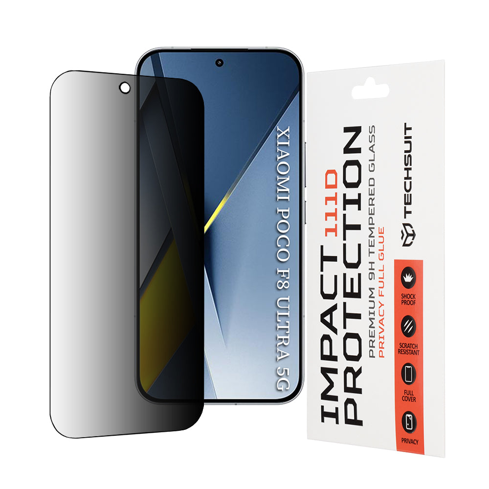 Zaštitna folija za ekran Privacy Techsuit za Xiaomi Poco F8 Ultra, Kaljeno staklo, Full Glue, 111D