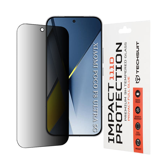 Zaštitna folija za ekran Privacy Techsuit za Xiaomi Poco F8 Ultra, Kaljeno staklo, Full Glue, 111D