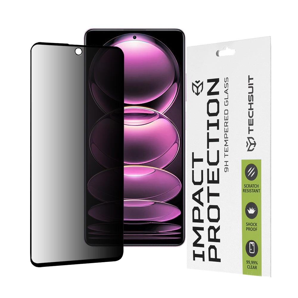 Zaštitna folija Ekran Privacy Techsuit za Xiaomi Poco X5 Pro / Redmi Note 12 Pro 5G / Note 12 Pro+, Kaljeno Staklo, Full Glue, 111D