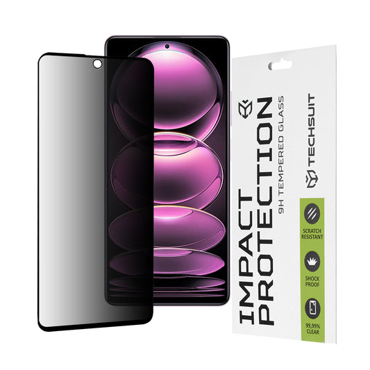 Zaštitna folija Ekran Privacy Techsuit za Xiaomi Poco X5 Pro / Redmi Note 12 Pro 5G / Note 12 Pro+, Kaljeno Staklo, Full Glue, 111D