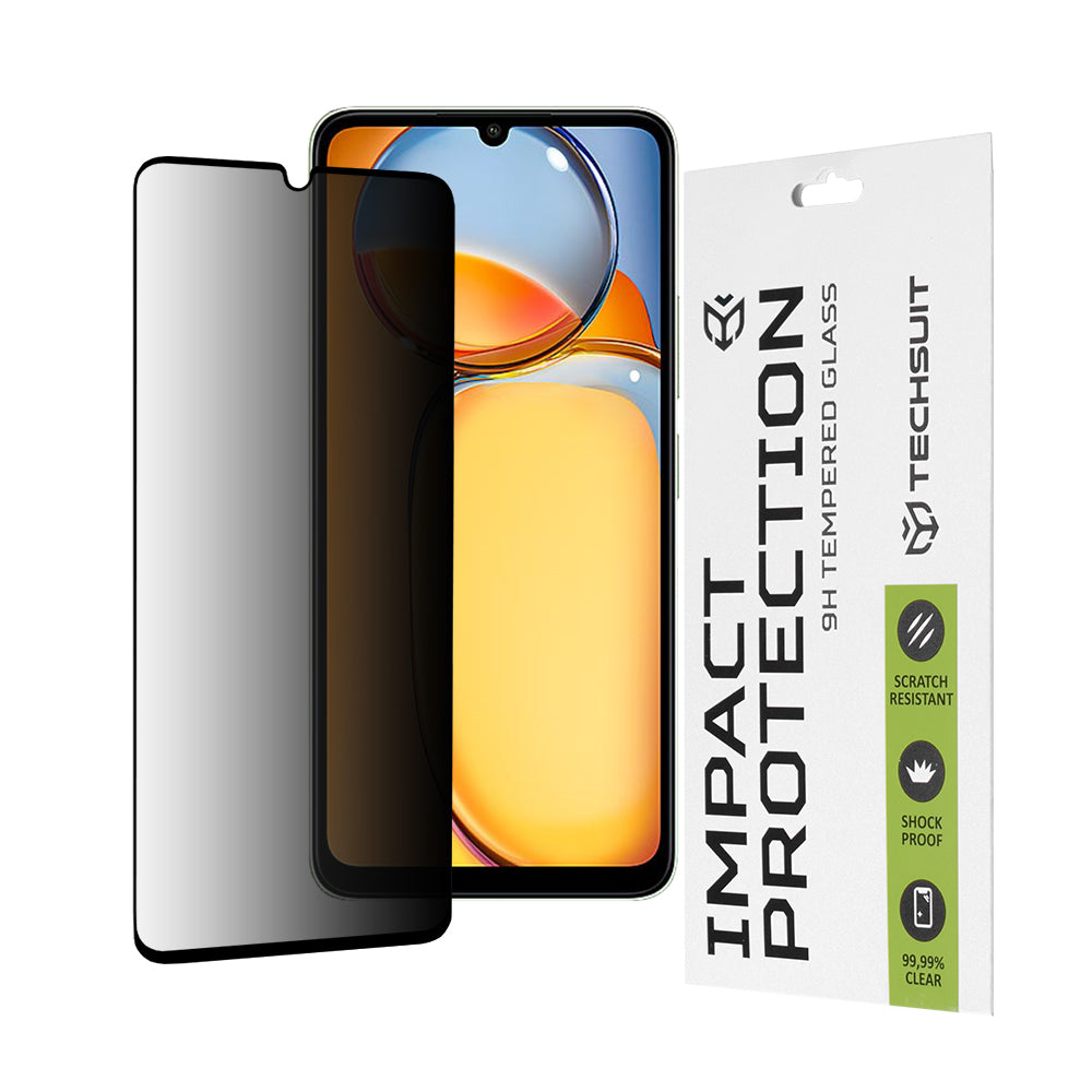 Zaštitna folija za ekran Privacy Techsuit za Xiaomi Redmi 13C 5G / 13C / Poco C65, Kaljeno staklo, Full Glue, 111D