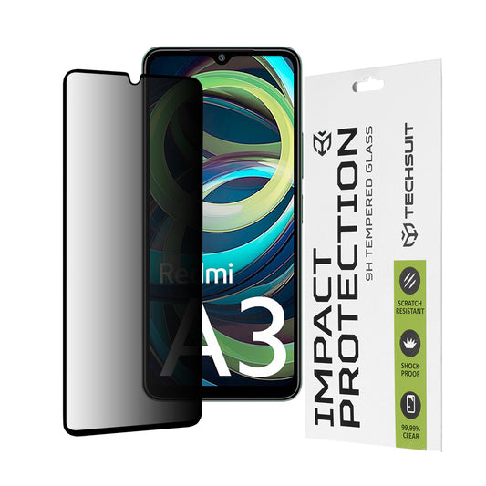Zaštitna folija Ekran Privacy Techsuit za Xiaomi Redmi A3x / A3, Kaljeno Staklo, Full Glue, 111D