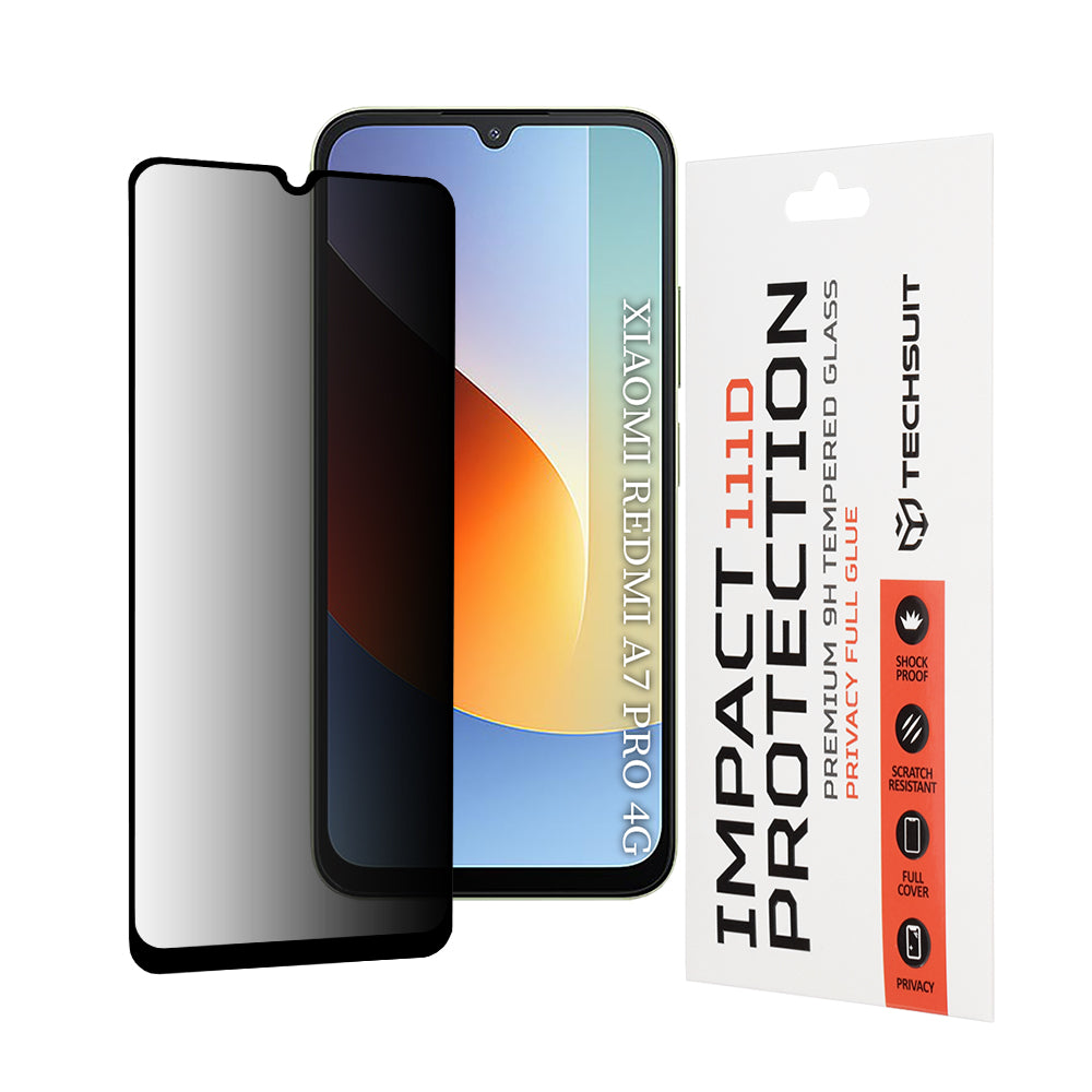 Zaštitna folija za ekran Privacy Techsuit za Xiaomi Redmi A7 Pro 4G, Kaljeno staklo, Full Glue, 111D