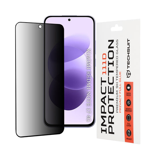 Techsuit Privacy zaštitna folija za zaslon za Xiaomi Redmi Note 17 4G / Note 17 5G, kaljeno staklo, potpuno ljepljiva, 111D