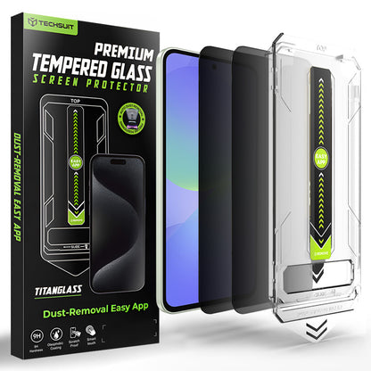 Zaštitna folija za ekran Privacy Techsuit TitanGlass CrystalHD za Samsung Galaxy A37 5G / A36 A366, Kaljeno staklo, Full Glue, Set od 2 komada