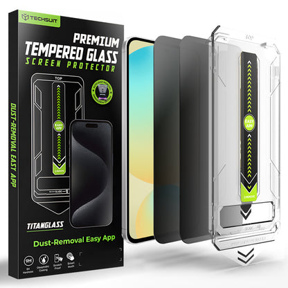 Zaštitna folija za ekran Privacy Techsuit TitanGlass CrystalHD za Samsung Galaxy S24 FE S721, Kaljeno staklo, Full Glue, Set od 2 komada