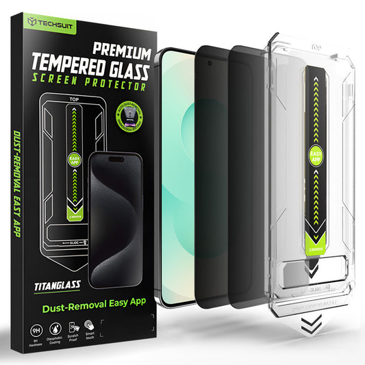 Zaštitna folija za ekran Privacy Techsuit TitanGlass CrystalHD za Samsung Galaxy S26 Plus, Kaljeno staklo, Full Glue, Set od 2 komada