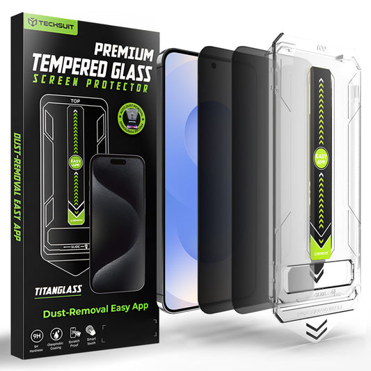 Zaštitna folija za ekran Privacy Techsuit TitanGlass CrystalHD za Samsung Galaxy S26, Kaljeno staklo, Full Glue, Set od 2 komada