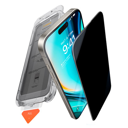Zaštitna folija za ekran Privacy Torras GlassGo Install Master za Apple iPhone 16 Pro Max, Kaljeno staklo, Puno ljepilo