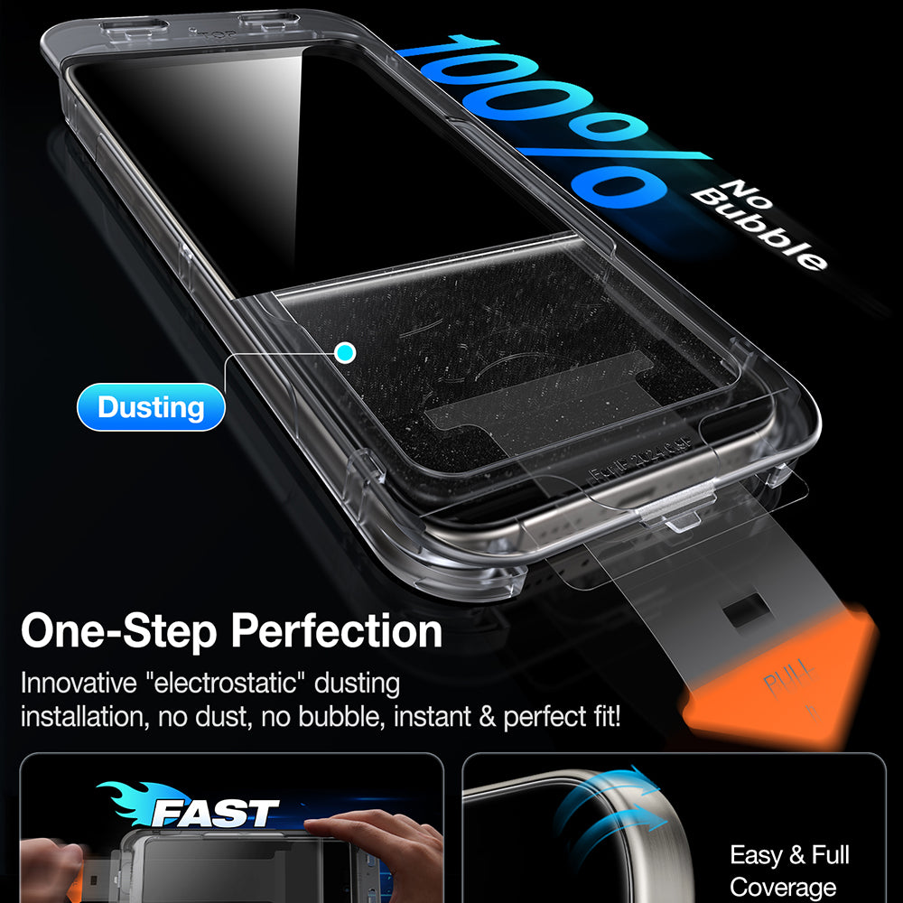 Zaštitna folija za ekran Privacy Torras GlassGo Install Master za Apple iPhone 17, Kaljeno staklo, Full Glue