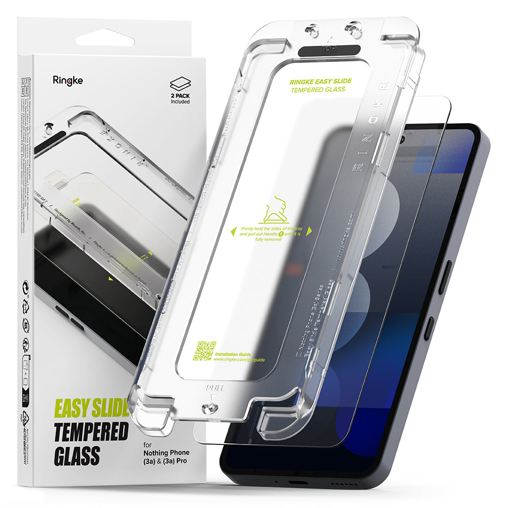 Zaštitna folija za ekran Ringke Easy Slide za Nothing Phone (3a) / Phone (3a) Pro, Kaljeno staklo, Full Glue, Set od 2 komada