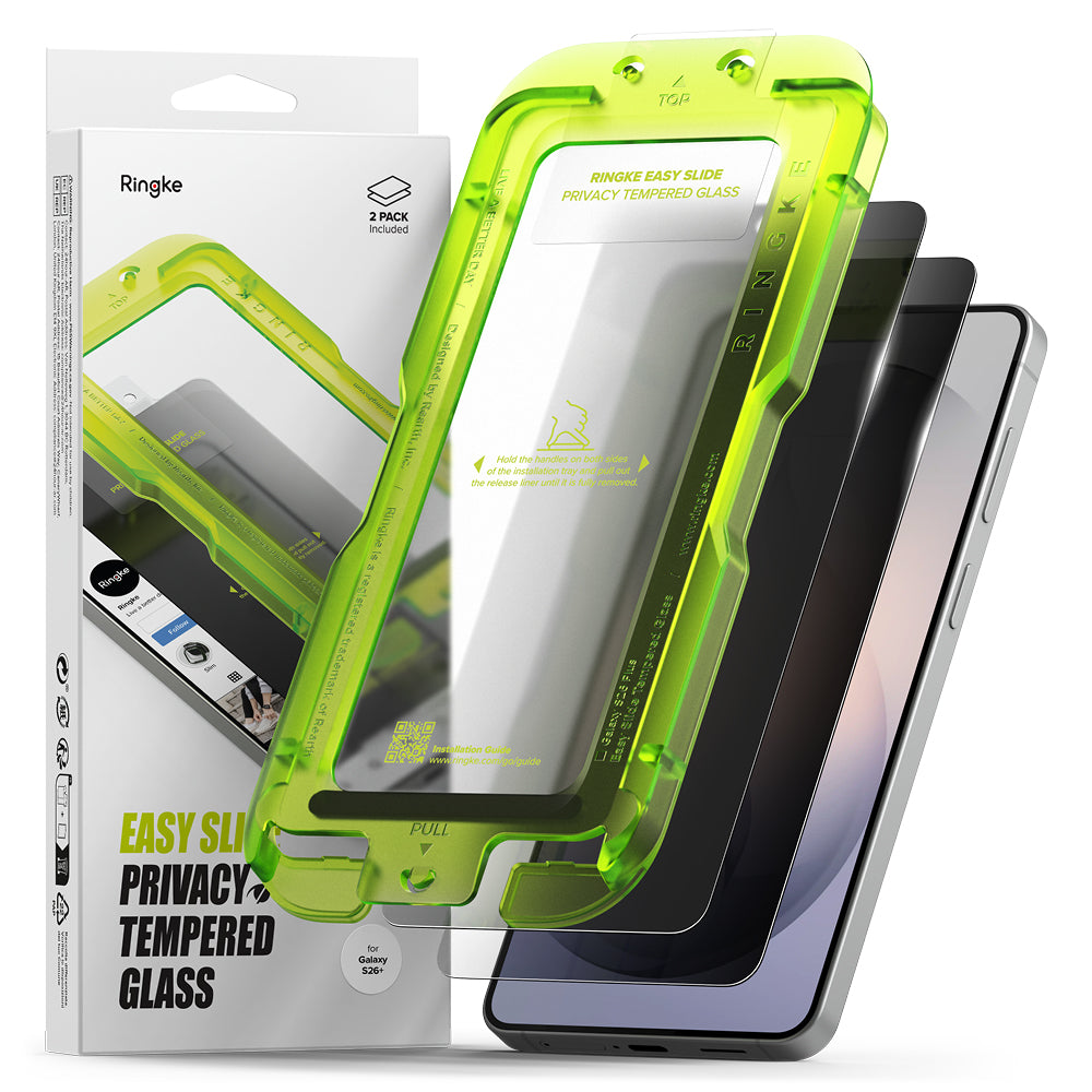 Zaštitna folija za ekran Ringke Easy Slide za Samsung Galaxy S26 Plus S947, Kaljeno staklo, Full Glue, Set od 2 komada, Crna
