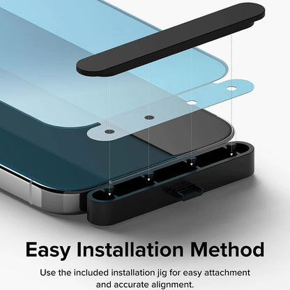Zaštitna folija za ekran Ringke za Apple iPhone 15 Pro Max, Kaljeno staklo, Puna ljepila, Crna