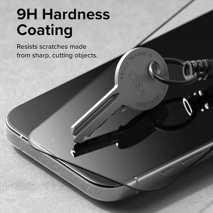 Zaštitna folija za ekran Ringke za Apple iPhone 15 Pro, Kaljeno staklo, Puna ljepila, Crna