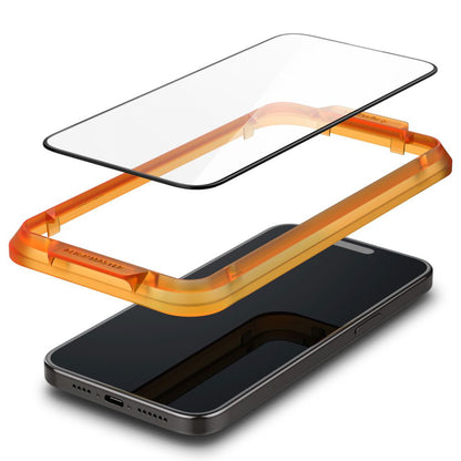 Zaštitna folija za ekran Spigen GlastR Align Master za Apple iPhone 15, Kaljeno staklo, Full Glue, Set od 2 komada, Crna AGL06906