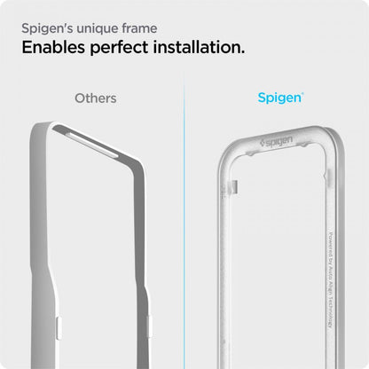 Zaštitna folija za ekran Spigen GlastR Align Master za Apple iPhone 17e / 16e / 14 / 13 Pro, Kaljeno staklo, Full Glue, Crna AGL03725