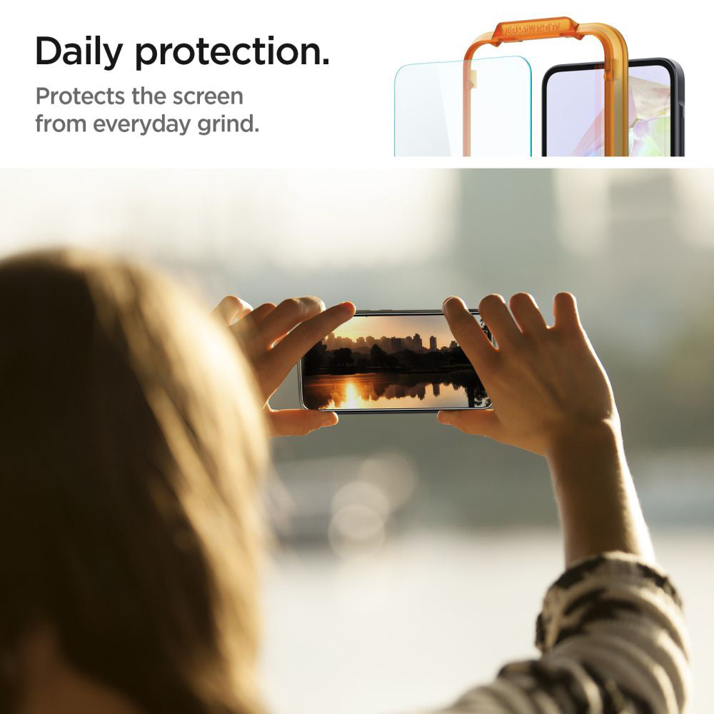 Zaštitna folija za ekran Spigen GlastR Align Master za Samsung Galaxy M35 / A35 5G A356, Kaljeno staklo, Full Glue, Set 2 komada AGL07772