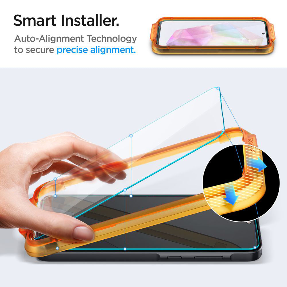 Zaštitna folija za ekran Spigen GlastR Align Master za Samsung Galaxy M35 / A35 5G A356, Kaljeno staklo, Full Glue, Set 2 komada AGL07772