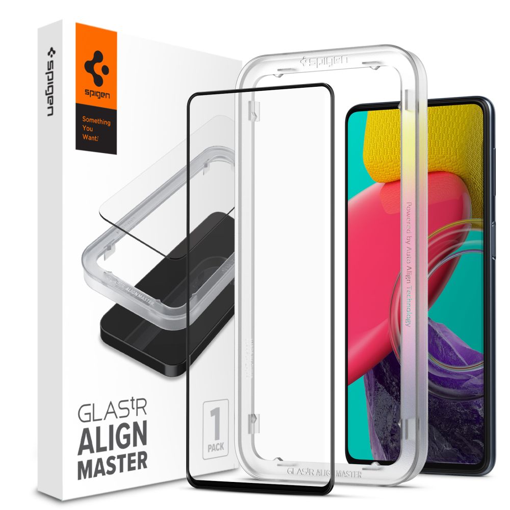 Zaštitna folija za ekran Spigen GlastR Align Master za Samsung Galaxy M53 M536, Kaljeno staklo, Full Glue, Crna