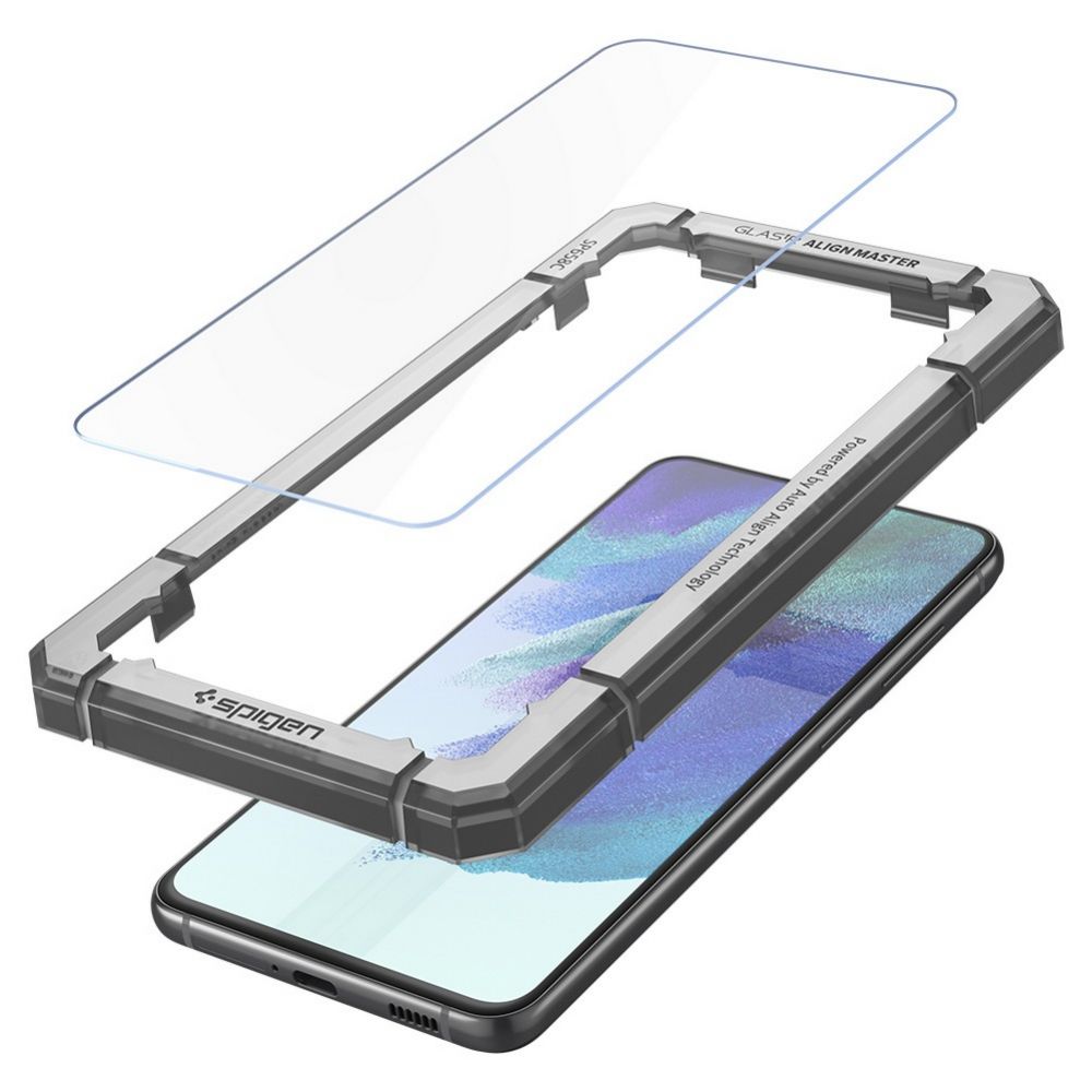 Zaštitna folija za ekran Spigen GlastR Align Master za Samsung Galaxy S21 FE 5G G990, Kaljeno staklo, Full Glue, Set od 2 komada AGL03088