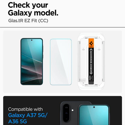 Zaštitna folija za ekran Spigen GlastR EZ FIT HD za Samsung Galaxy A37 5G / A36 A366, Kaljeno staklo, Pun ljepilo, Set od 2 komada AGL11365