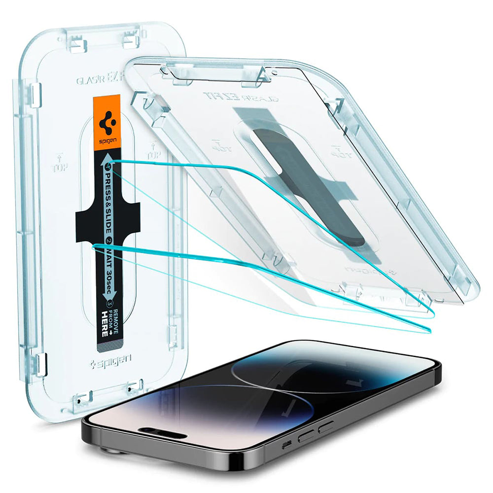 Zaštitna folija za ekran Spigen GlastR EZ FIT za Apple iPhone 14 Pro, Kaljeno staklo, Full Glue, Set od 2 komada