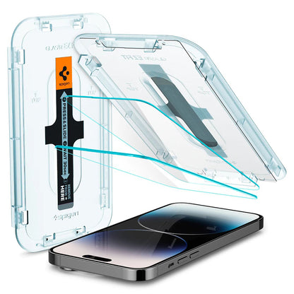 Zaštitna folija za ekran Spigen GlastR EZ FIT za Apple iPhone 14 Pro, Kaljeno staklo, Full Glue, Set od 2 komada