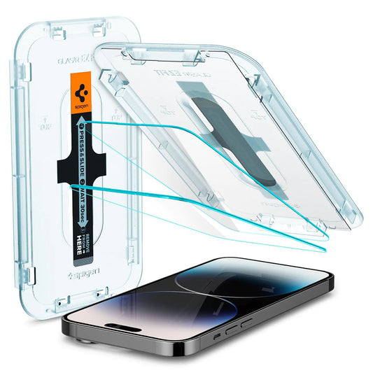 Zaštitna folija za ekran Spigen GlastR EZ FIT za Apple iPhone 14 Pro, Kaljeno staklo, Full Glue, Set od 2 komada