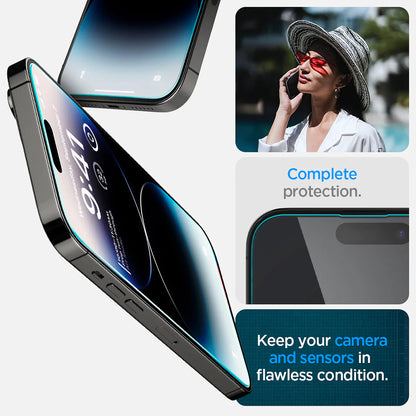 Zaštitna folija za ekran Spigen GlastR EZ FIT za Apple iPhone 14 Pro, Kaljeno staklo, Full Glue, Set od 2 komada