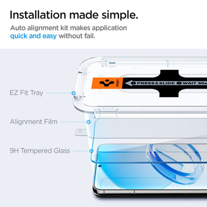 Zaštitna folija za ekran Spigen GlastR EZ FIT za Samsung Galaxy S23 S911, Kaljeno staklo, Full Glue, Set 2 komada AGL05958