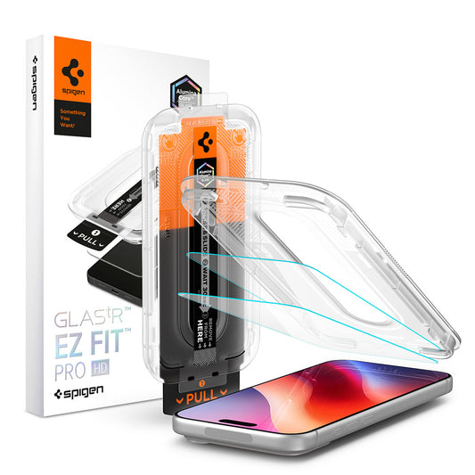 Zaštitna folija za ekran Spigen GlastR EZ FIT Pro HD za Apple iPhone 18 Pro / 17 Pro / 17 / 16 Pro, Kaljeno staklo, Full Glue, Set od 2 komada AGL12047