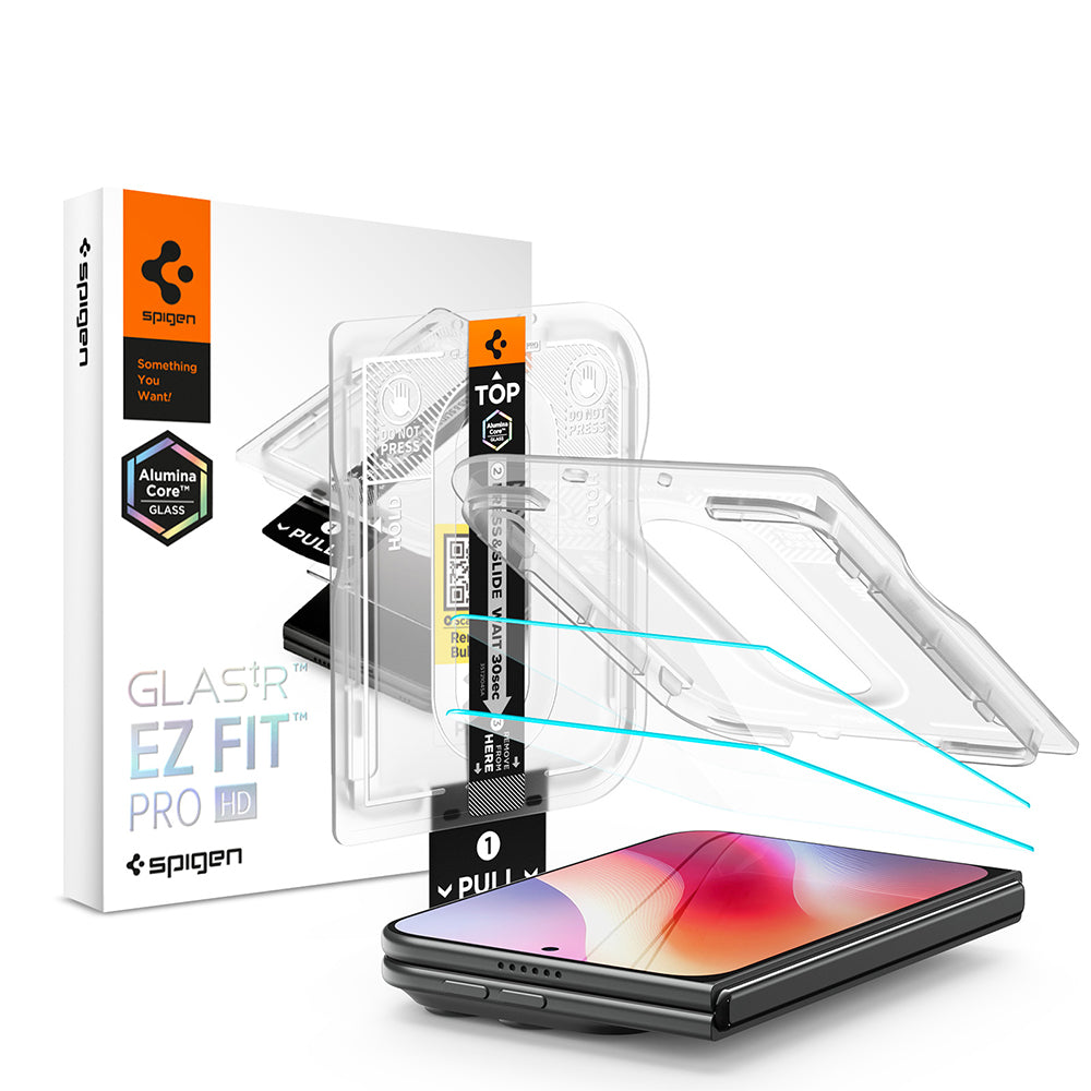 Zaštitna folija za vanjski ekran Spigen GlastR EZ FIT Pro HD za Apple iPhone Duo, Kaljeno staklo, Full Glue, Set od 2 komada AGL12013