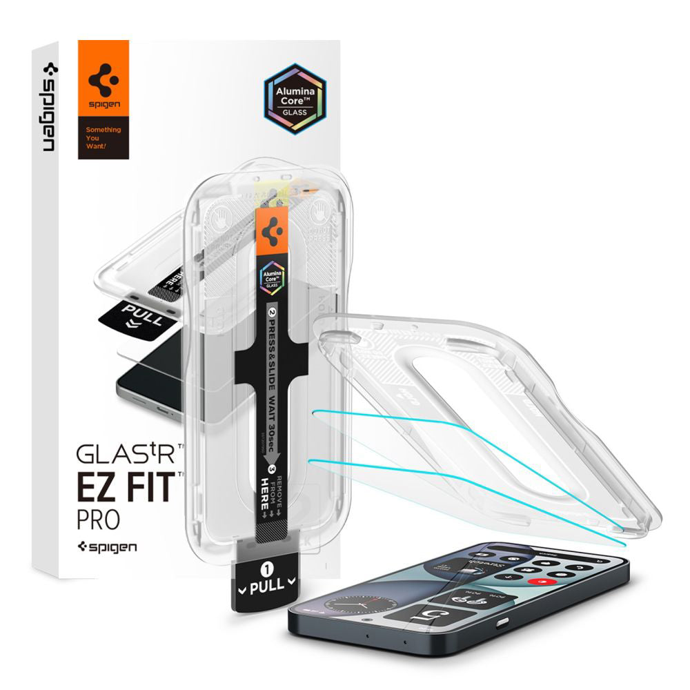 Zaštitna folija za ekran Spigen GlastR EZ FIT Pro za Nothing Phone (4a), Kaljeno staklo, Full Glue, Set od 2 komada AGL11682
