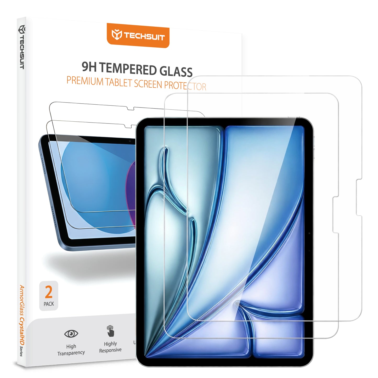 Zaštitna folija za ekran Techsuit ArmorGlass CrystalHD za Apple iPad Air 11 (2025) / Air 11 (2024), Kaljeno staklo, Full Glue, Set od 2 komada