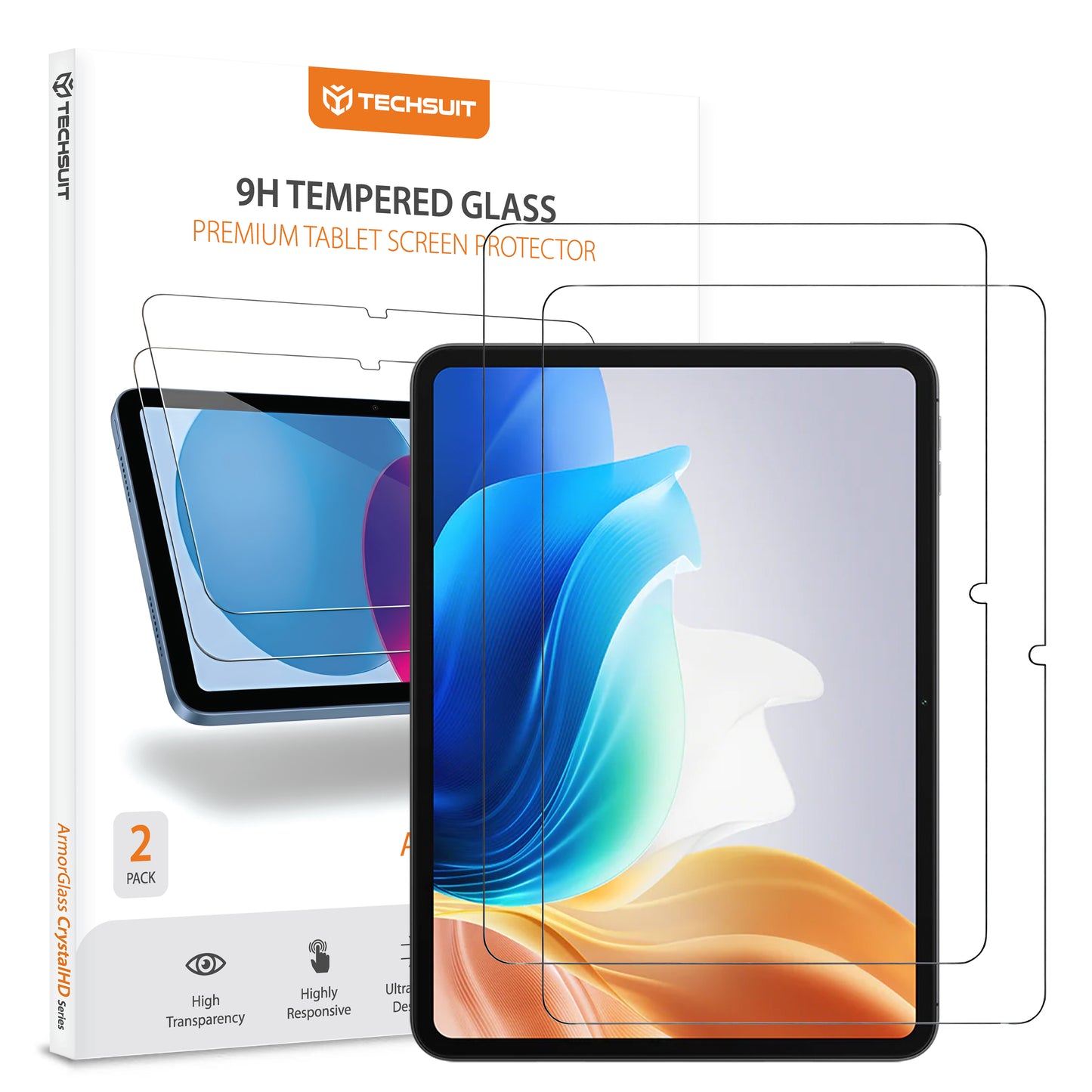 Zaštitna folija za ekran Techsuit ArmorGlass CrystalHD za Oppo Pad Air2 / Pad Neo / OnePlus Pad Go, Kaljeno staklo, Full Glue, Set od 2 komada