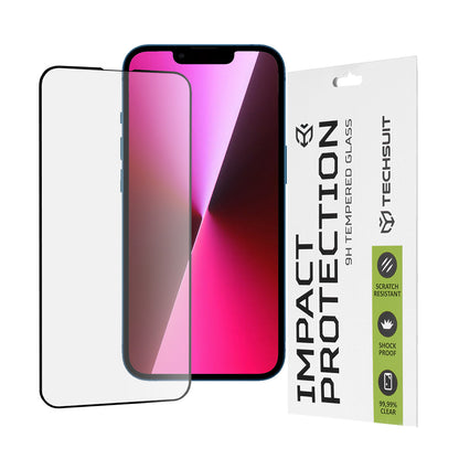 Zaštitna folija za ekran Techsuit M2 za Apple iPhone 17e / 16e / 14 / 13 Pro, Kaljeno staklo, Full Glue, 111D, Crna