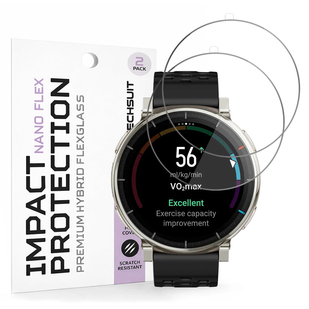 Zaštitna folija za ekran Techsuit Nano Flex za Amazfit Active 3 Premium, Plastika, Set od 2 komada, Crna