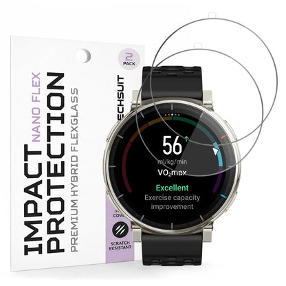 Zaštitna folija za ekran Techsuit Nano Flex za Amazfit Active 3 Premium, Plastika, Set od 2 komada, Crna