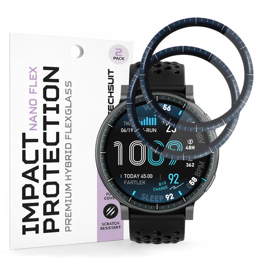 Zaštitna folija za ekran Techsuit Nano Flex za Amazfit Active Max, Plastika, Set od 2 komada, Crna
