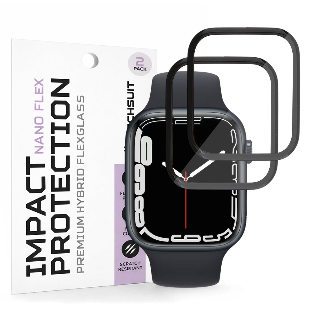 Zaštitna folija za ekran Techsuit Nano Flex za Apple Watch Series 9 / 8 / 7 45mm, Plastika, Set od 2 komada, Crna