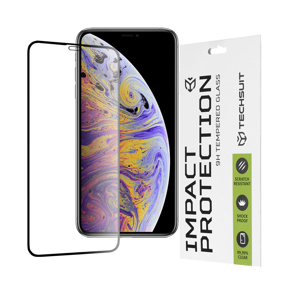 Zaštitna folija za ekran Techsuit za Apple iPhone 11 Pro Max / XS Max, Kaljeno staklo, Full Glue, 111D, Crna