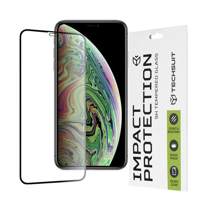 Zaštitna folija za ekran Techsuit za Apple iPhone 11 Pro / XS / X, Kaljeno staklo, Full Glue, 111D, Crna