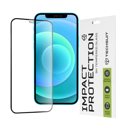 Zaštitna folija za ekran Techsuit za Apple iPhone 12 / 12 Pro, Kaljeno staklo, Full Glue, 111D, Crna