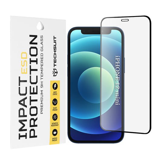 Zaštitna folija za ekran Techsuit za Apple iPhone 12 mini, Kaljeno staklo, Full Glue, Crna