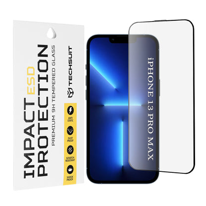 Zaštitna folija za ekran Techsuit za Apple iPhone 13 Pro Max, kaljeno staklo, puna ljepila, crna